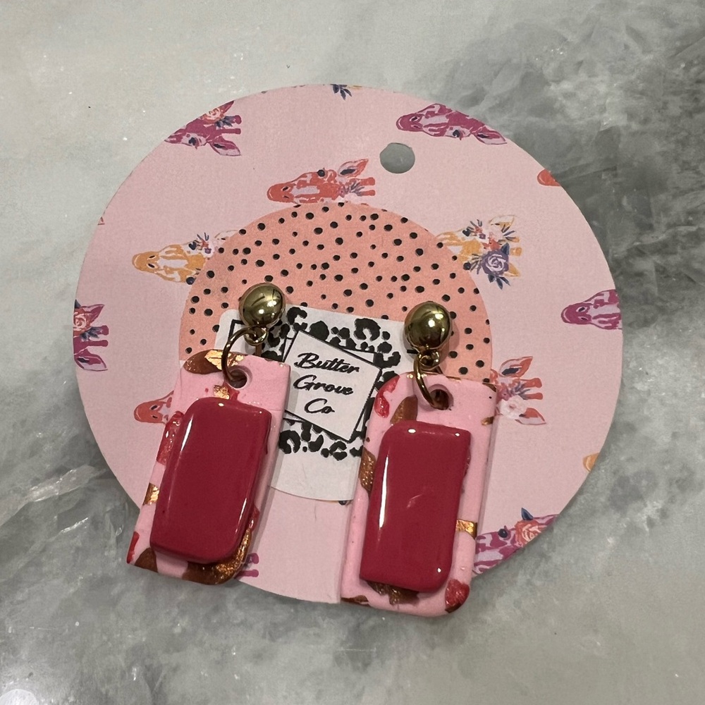 💗🎀 Pretty in Pink Polymer Clay Mixed Media Earrings